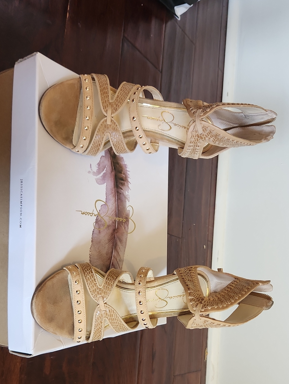 Jessica Simpson Tan Strappy Studded High Heels